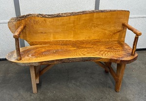 lot 37 image: Wooden Rustic Live Edge Bench