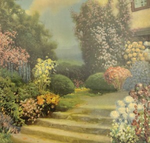 lot 140 image: English Garden Framed Print by R. Atkinson Fox