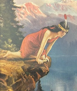 lot 242 image: Reflection Indian Maiden Framed Print by R. Atkinson Fox