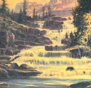 lot 300 image: Vintage Giant Falls, British Columbia Framed Print