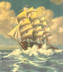 lot 309 image: Clipper Ship Framed Print by R. Atkinson Fox