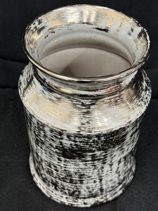 lot 99 image: Vintage Spangle Pottery Colonial Silver 3688 Vase  Crock Utensil