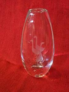Kosta Boda Gooseling Etched Crystal Bud Vase