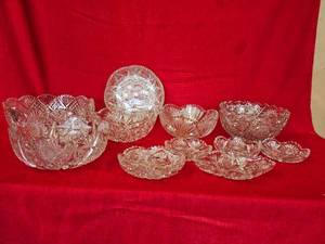 Large Vintage Cut Glass Servingware Collection