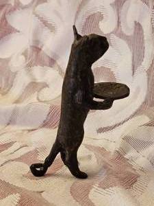 Victorian Antique Iron Cat Calling Card Holder