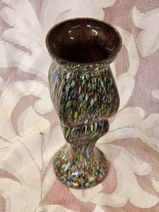 Czechoslovakia Art Glass Vase Splatter Pattern