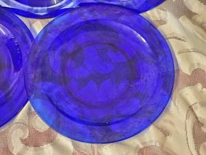 Cobalt Blue Glass Serving Plate Group