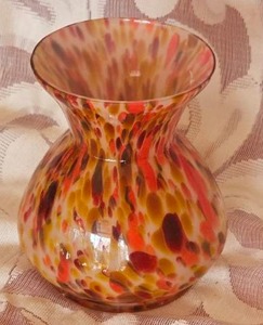 Czech Art Glass Vase Bohemian Splatter Pattern