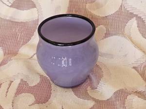 Czech Glass Miniature Violet with Black Rim Vase