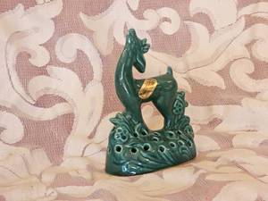 Retro Loveland Art Pottery Figural Deer Flower Frog