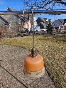 Vintage Painted Glass Shade Ceiling Light Fixture