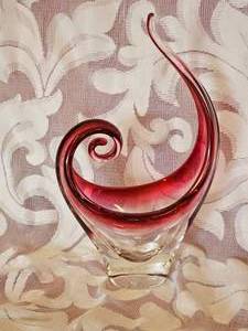 1960s Chalet Canada Cranberry Art Glass Bowl