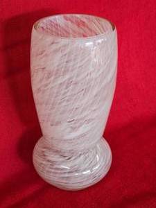 Czechoslovakia Art Glass Vase Swirled White Pattern