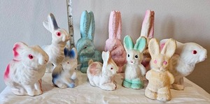 Vintage Paper Mache  Molded Easter Bunny Collection