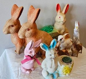 Vintage Molded Paper Mache Easter Rabbit Collection