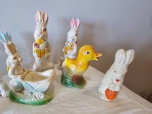 Vintage Easter Bunny Rabbit Collection plus a Ducky  Ceramic