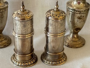 Two Vintage Sterling Salt and Pepper Shaker Sets