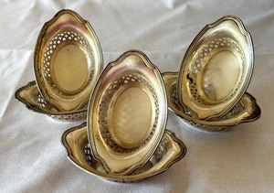 Set of Six Antique Sterling Silver Nut Bowls