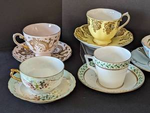 Assorted Painted Porcelain Teacups