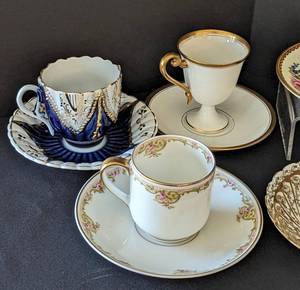 Assorted Painted Porcelain Demitasse Cups
