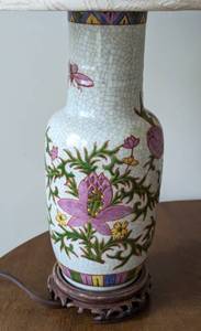 Pair of Floral Enamel Table Lamps