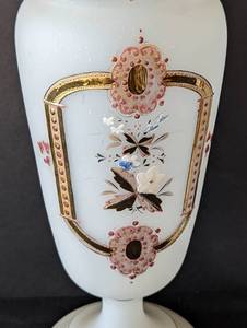 Pair of Painted Opaline Glass Vases