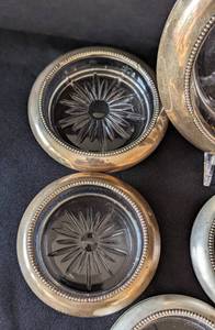 Frank Whiting & Co Sterling Silver Rimed Glass Coasters