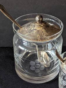 Sterling Silver Topped Etched Glass Containers