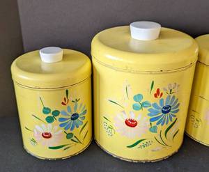 Vintage Ransburg Painted Metal Canister Set