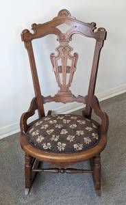 Vintage Carved Wood Rocking Chair
