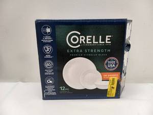lot 25 image: NEW CORELLE EXTRA STRENGTH PREMIUM 12PC DINNERWARE SET