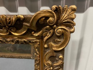 lot 18 image: Large 55 Wide 19th Century Antique European Ornate Gold Gilded Mirror Retail Estimate $3250.00