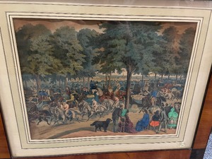 lot 21 image: 19th Century 25 Wide Watercolor In Frame