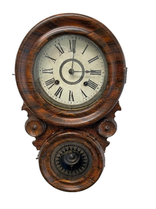 lot 26 image: 20 Antique 19th Century Ansonia Figure 8 Roman Numeral Artistic Painted Finish Regulator Clock