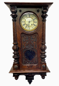 lot 25 image: Elegant 37  Antique 19th20th Century European Dark Walnut Spring Driven Regulator Clock