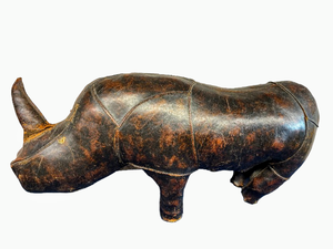 lot 17 image: Unique European Leather Rhinoceros Foot Stool Retail Estimate $1,250.00