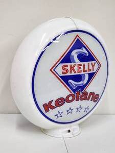 lot 25 image: Vintage Original Skelly Keotane Gas Pump Globe with Glass Inserts