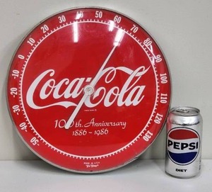 lot 115 image: Vintage 100th Anniversary Coca-Cola Round Thermometer
