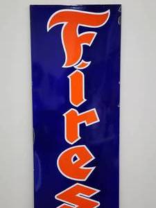 lot 11 image: Vintage Six Foot Firestone Purple Porcelain Sign