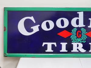 lot 32 image: Vintage Single Sided Goodrich Tires Porcelain Sign