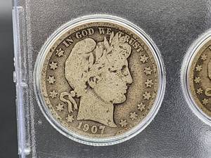 lot 20 image: U.S. Mint (3) Silver Coins, (1) Buffalo Nickel and (1) Indian Head Penny