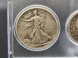 lot 24 image: U.S. Mint (3) Silver Coins, (1) Buffalo Nickel and (1) Indian Head Penny