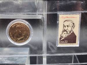 lot 39 image: (6) Assorted Presidential Uncirculated Proof Dollars with Collectable Stamps