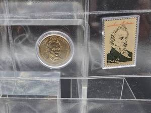 lot 68 image: (6) Assorted Presidential Un-Circulated Proof Dollars with Collectable Stamps