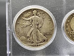 lot 105 image: U.S. Mint (3) Silver Coins, (1) Buffalo Nickel and (1) Indian Head Penny