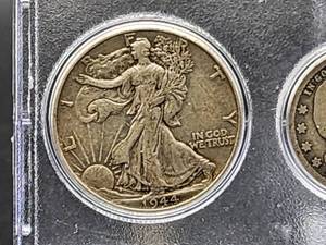 lot 119 image: U.S. Mint (3) Silver Coins, (1) Buffalo Nickel and (1) Indian Head Penny