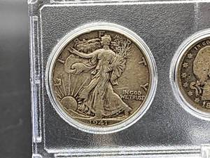 lot 128 image: U.S. Mint (3) Silver Coins, (1) Buffalo Nickel and (1) Indian Head Penny