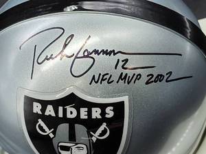 lot 87 image: Autographed Riddell Mini Helmet by NFL MVP 2002 Oakland Raiders Great Rich Gannon