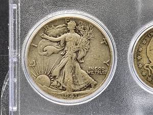 lot 164 image: U.S. Mint (3) Silver Coins, (1) Buffalo Nickel and (1) Indian Head Penny
