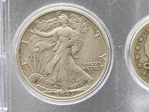 lot 166 image: U.S. Mint (3) Silver Coins, (1) Buffalo Nickel and (1) Indian Head Penny